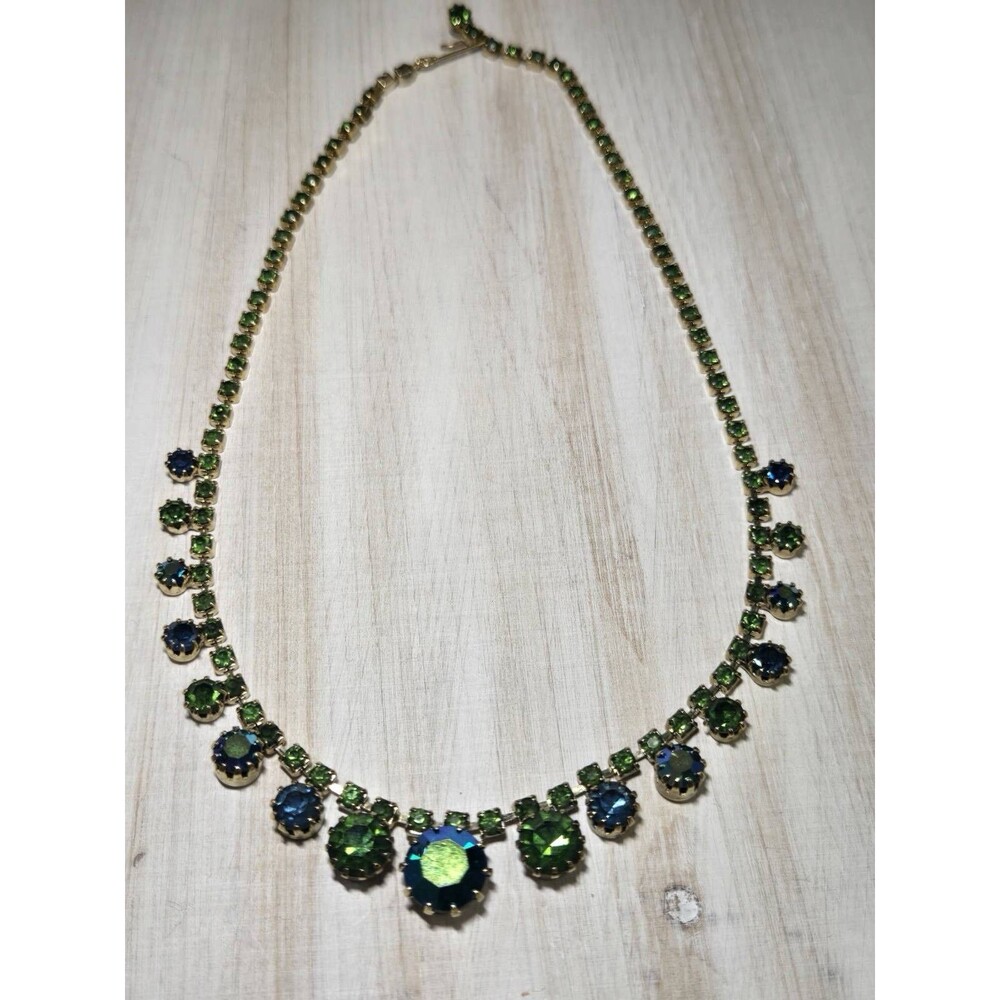 Vintage KARU Arke Inc. Pronged RHINESTONE NECKLACE 16"
